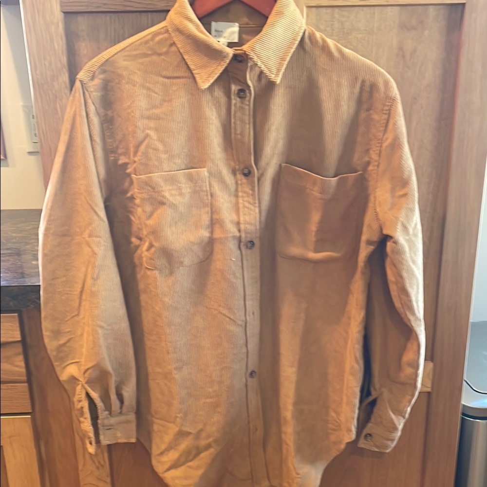 Tan Corduroy Button-Up Shirt